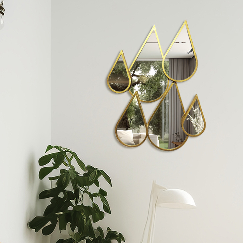 Modern Living Room Wall Decoration Metal Frame Teardrop Shape Mirror