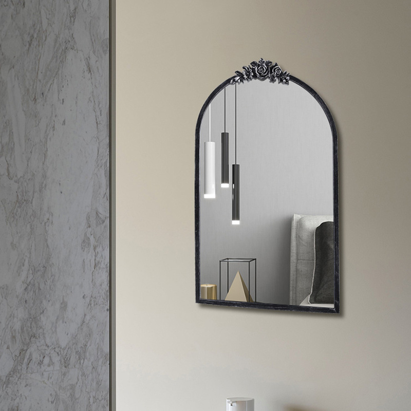 Modern design silver black arch shaped mirror hotel lobby wall decoration