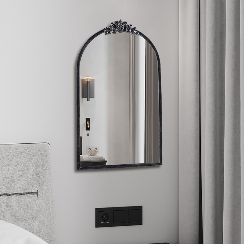 Modern design silver black arch shaped mirror hotel lobby wall decoration