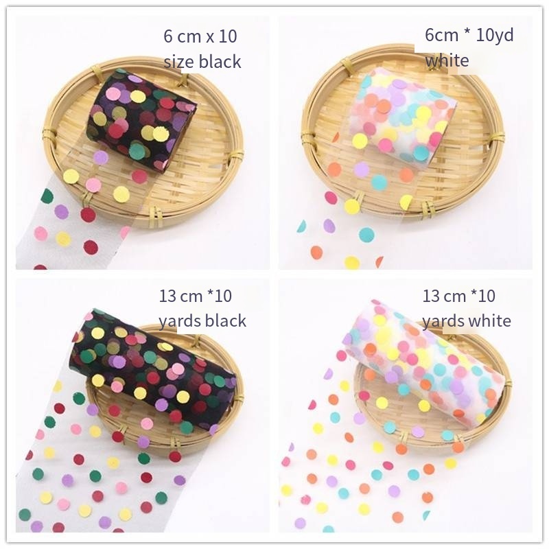 6cm*25 YardsHandmade Diy Accessories Colorful Polka Mesh Tulle Rolls Mesh Lace Fabric Colored dot mesh