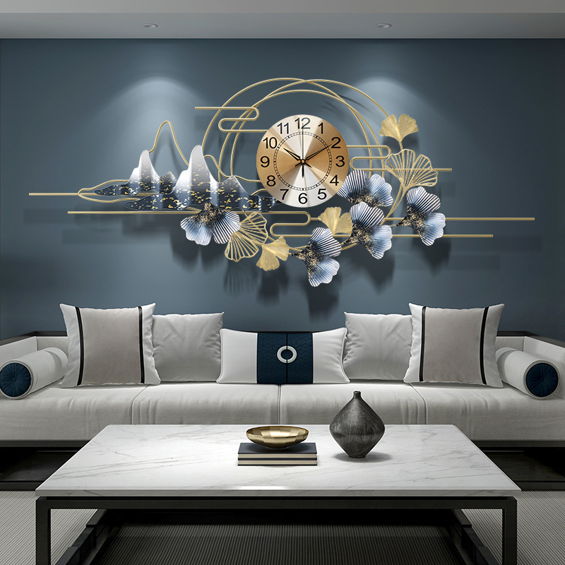 Light luxury 3D  Ginkgo Flower clock living room household creative modern simple  Iron Silent  wall clock