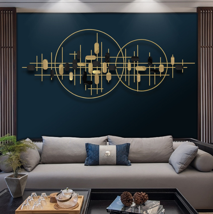 Living Room Luxury Oversized Gold Metal Circle Wall Art Decor Double Rings Metal Wall Hanging