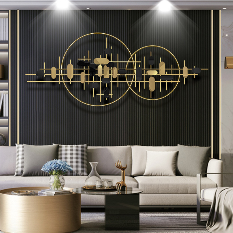 Living Room Luxury Oversized Gold Metal Circle Wall Art Decor Double Rings Metal Wall Hanging