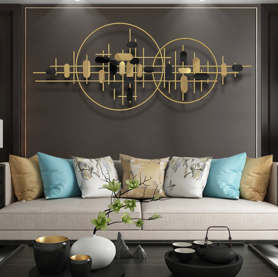 Living Room Luxury Oversized Gold Metal Circle Wall Art Decor Double Rings Metal Wall Hanging