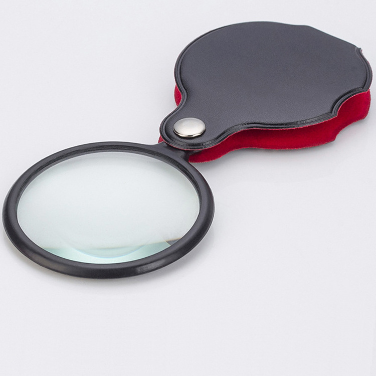 Leather Folding Mini 8X50mm Magnifying Glass Magnifier for Reading Jewelry Science Coins