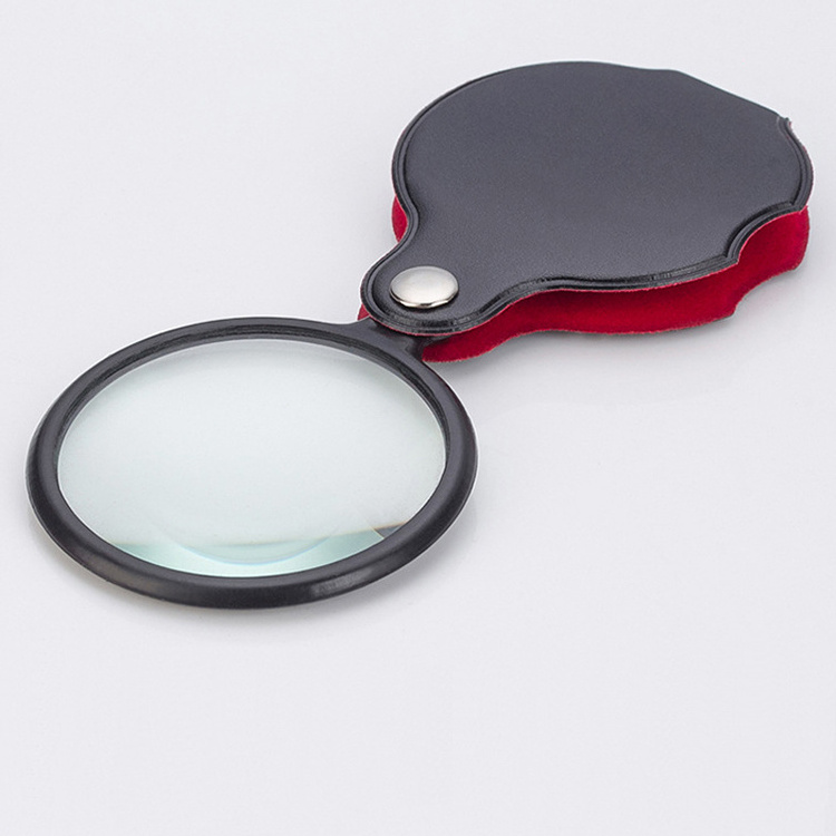 Leather Folding Mini 8X50mm Magnifying Glass Magnifier for Reading Jewelry Science Coins