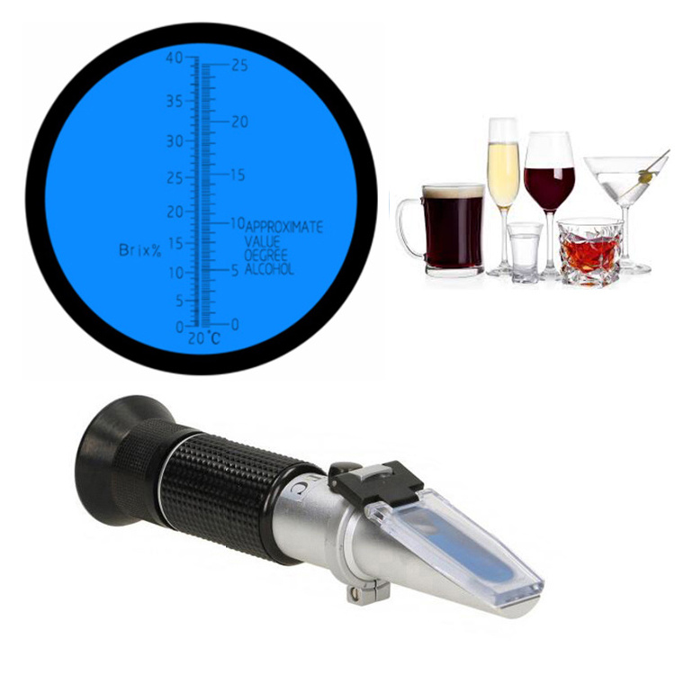 hand-held grape wine refractometer for red wine brewing 0-25% vol and 0-40% Brix Pure Aluminum Styles