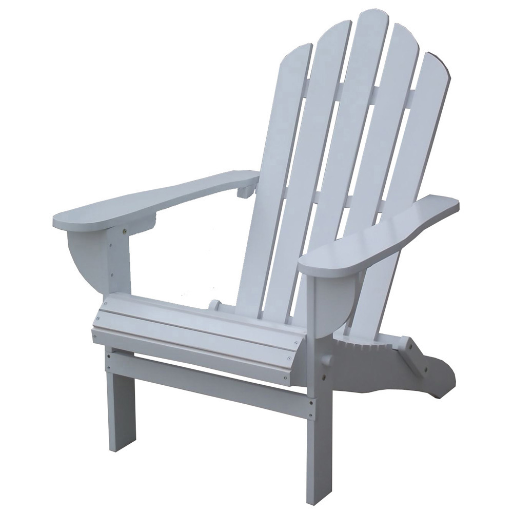 Foldable white leisure garden reclining fir wood Adirondack chair for beach