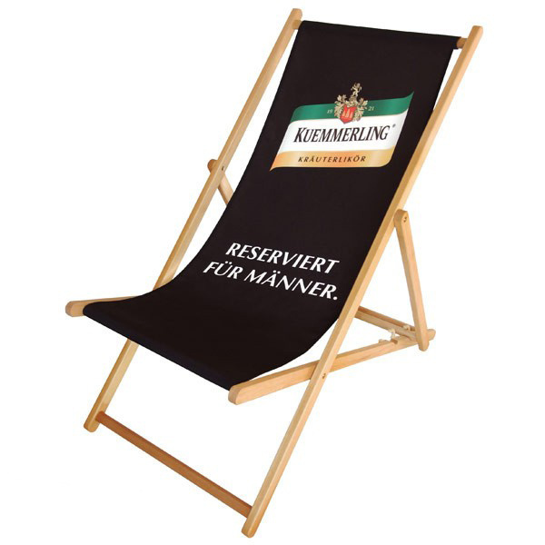 Logo printed Adjustable foldable beach chair solid wood camping chair canvas folding recliner garden deck chairs