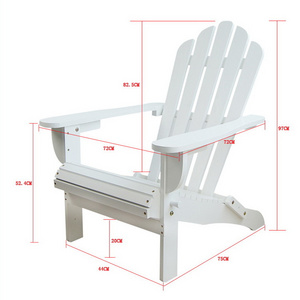 Foldable white leisure garden reclining fir wood Adirondack chair for beach