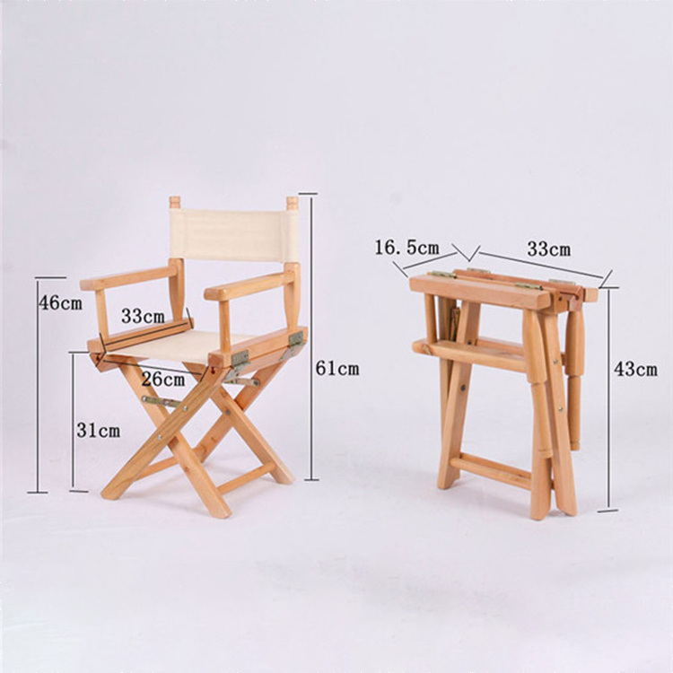 Custom high quality small MOQ portable antique wooden kids folding director chair