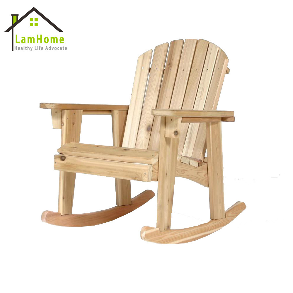 Unfinished heavy duty garden leisure wood rocking Adirondack chair for outdoor gazebo