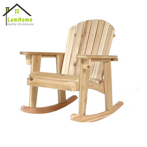 Unfinished heavy duty garden leisure wood rocking Adirondack chair for outdoor gazebo