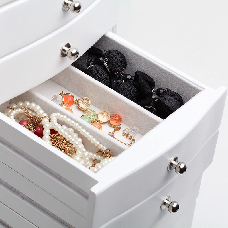 Conch White large wooden jewelry box earrings necklace bracelet storage box 6 drawers