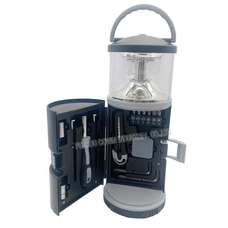 outdoor tool set Multifunctional outdoor camping lantern flashlight with 15pieces built-in tool kit