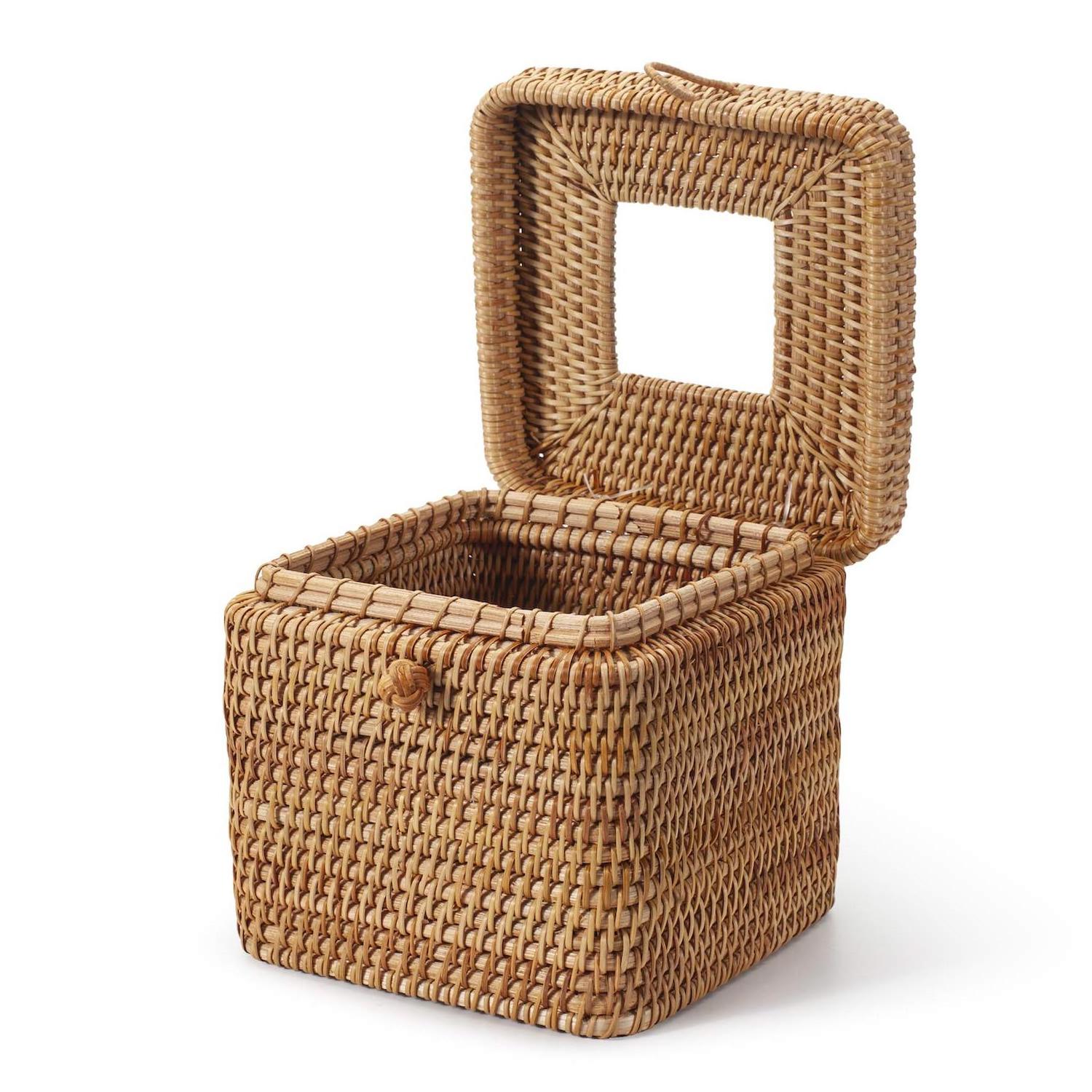 Rattan Tissue Box Cover Square Natural Woven Facial Napkin Holder Storage Box