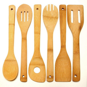 Custom Logo Spoons For Cooking Bamboo Kitchen Cooking Accessories Heavy Duty Kitchen Utensils Rack Set