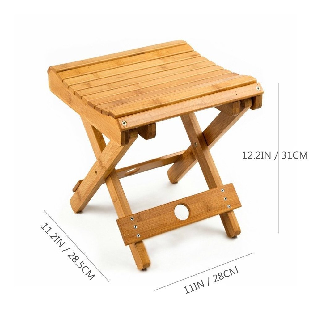 Fully Assembled Natural Bamboo Folding Stool for Shaving Shower Foot Rest Bamboo Folding Chair