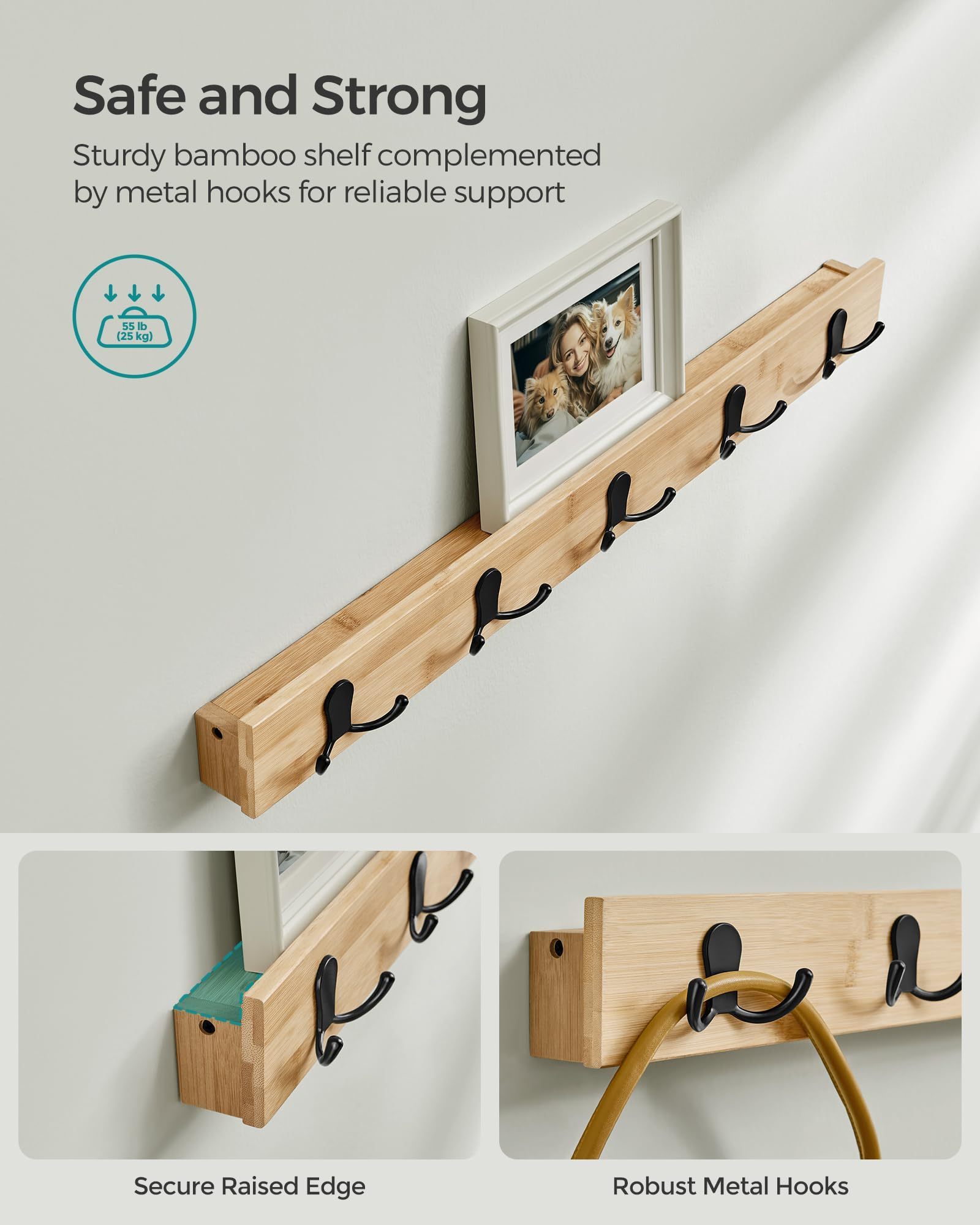 Bamboo Coat Rack Shoe Bench Set Entryway Shoe Rack Bench with Coat Hooks Hat Bag Hanging Organizer Shoes Organizer Shelf  3 in 1