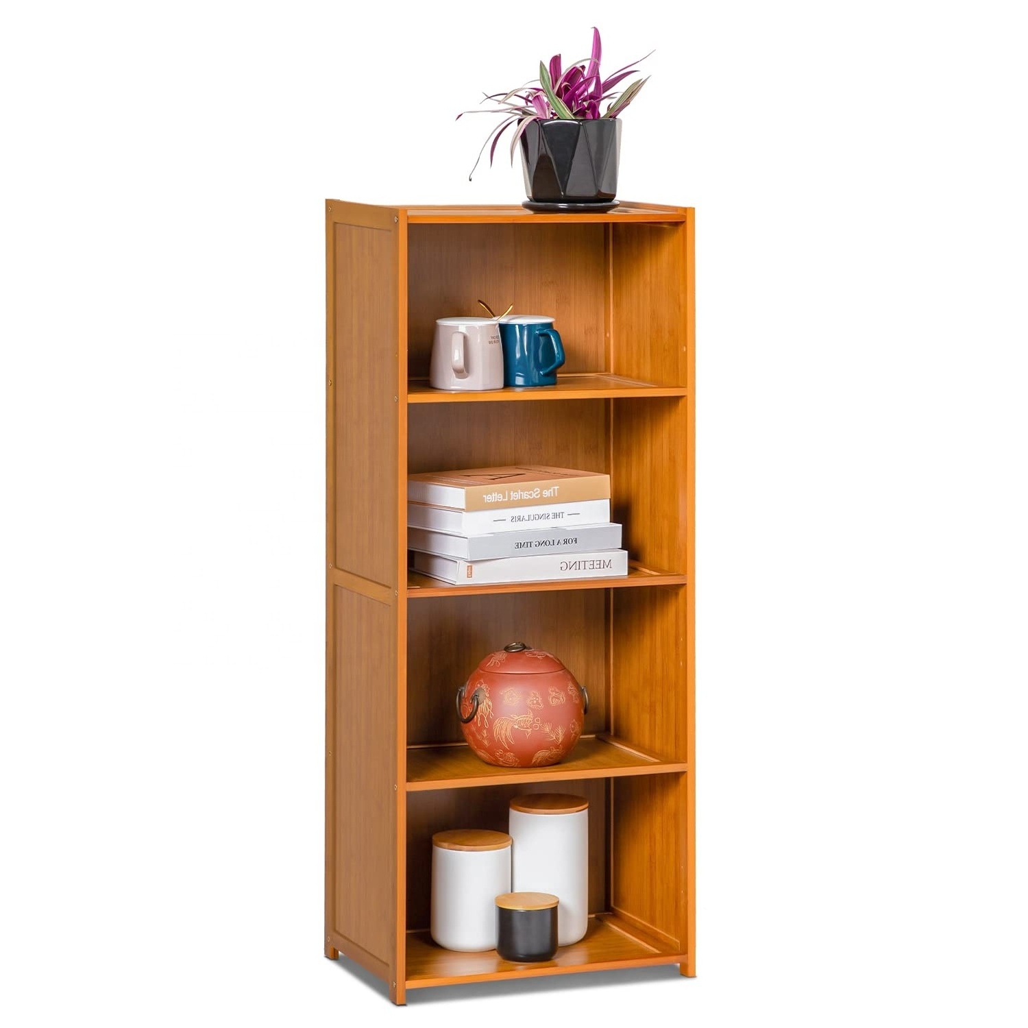 Bamboo Bathroom Cabinet Corner Shelf Book Organizer Storage Open Shelf Rack Storage Cabinet Floor Cabinet Standing Organizer