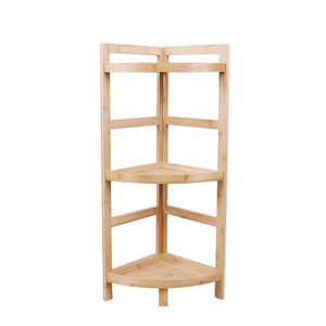 Three tier bamboo kitchen bathroom corner shelf bamboo shower storage stand shelves wooden living room organizer