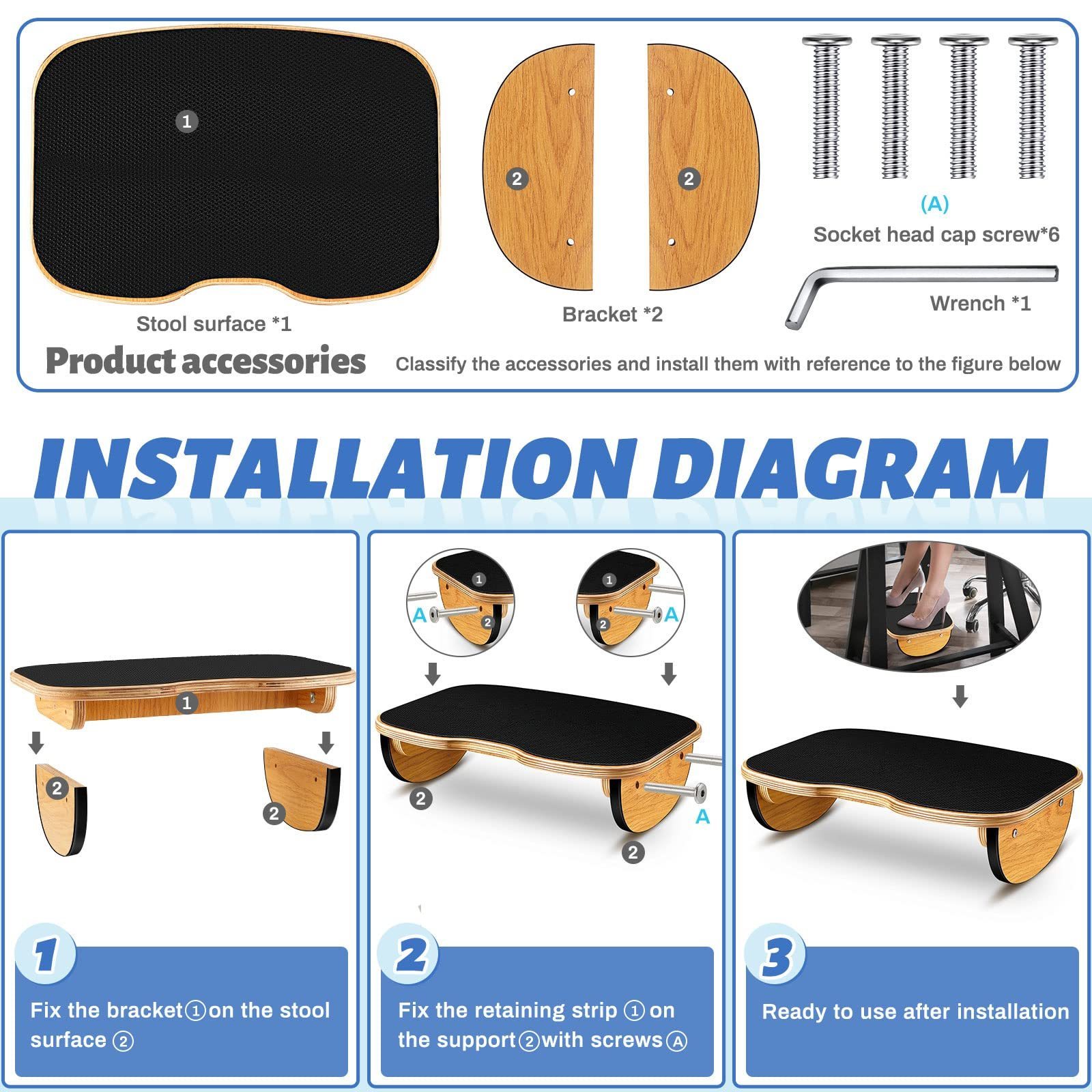 Foot Stool Under Desk Wood Larger Size Office Desk Footrest Rocking Foot Nursing Stool Rocker Balance Board Wood Foot Rest Stool