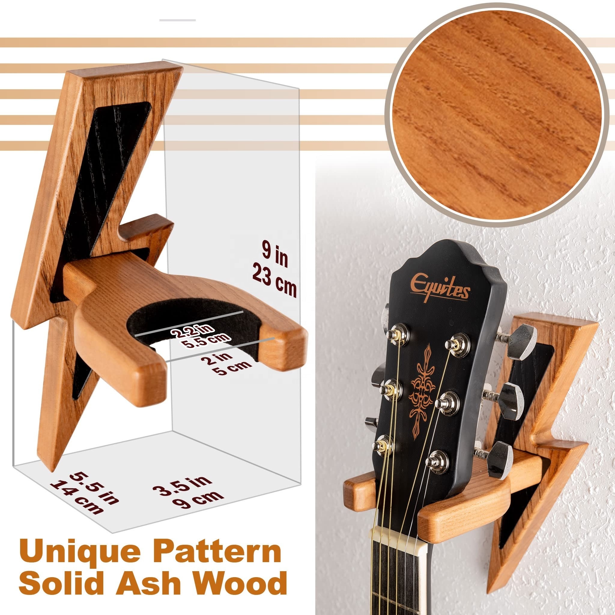 Wooden Stand Rack Guitar Hanger for Guitar Musical Instruments Hardwood Guitar Holder Wall Mount