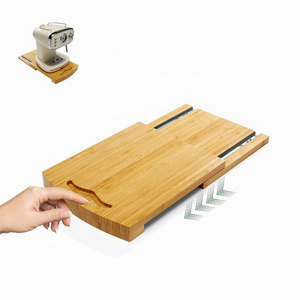 Bamboo Kitchen Appliance Slider for Counter Small Appliance Slider Under Cabinet Sliding Tray for Coffee Maker