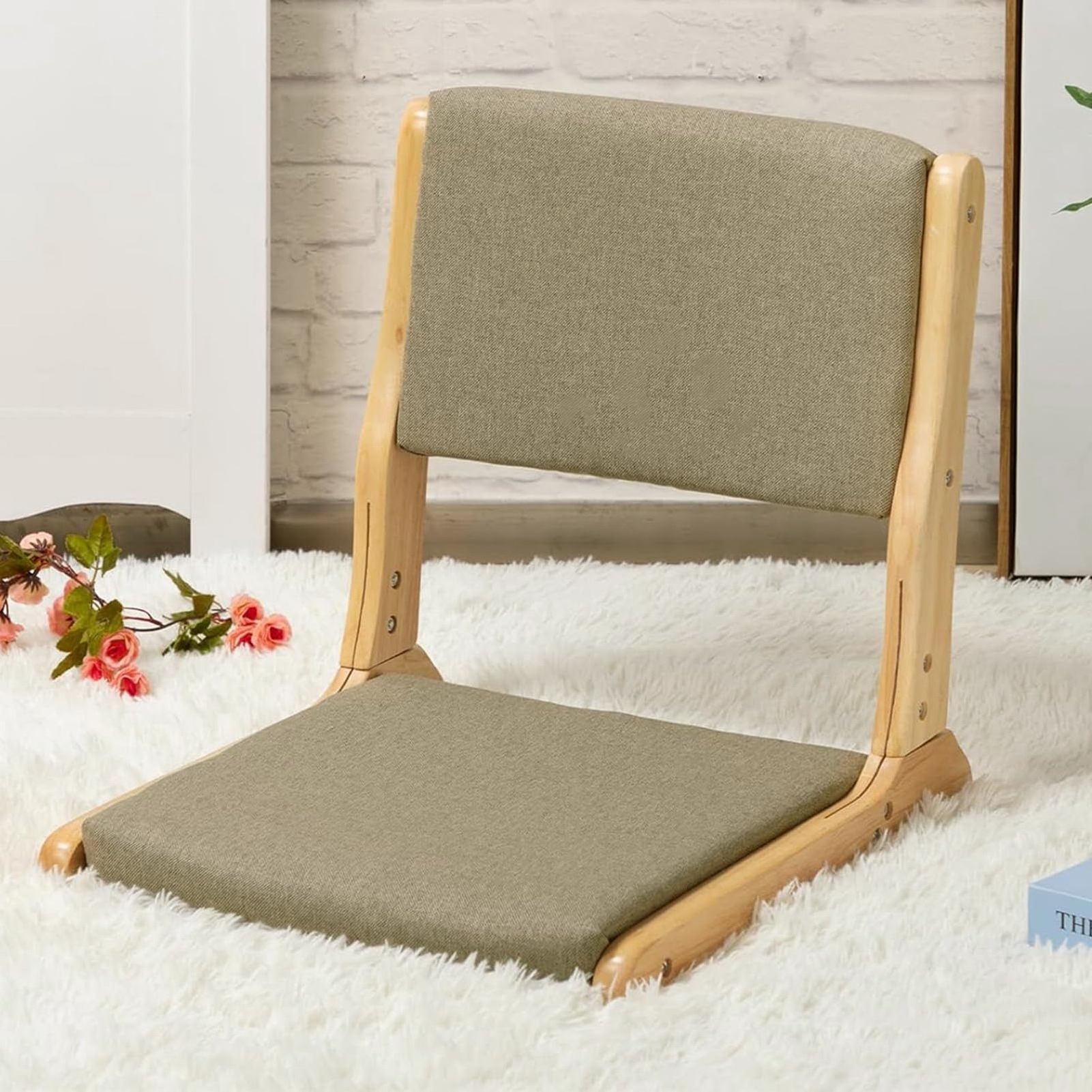 Foldable Meditation Tatami Chair Bed Seat Dormitory Bedroom Lazy Couch Legless Chair Backrest Chair with Cushion Floor Seat