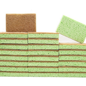 Hot Sale Biodegradable Eco-Friendly Non-Scratch Cellulose Coconut Kitchen Cleaning Scrubber Sponge And Scrub Pad