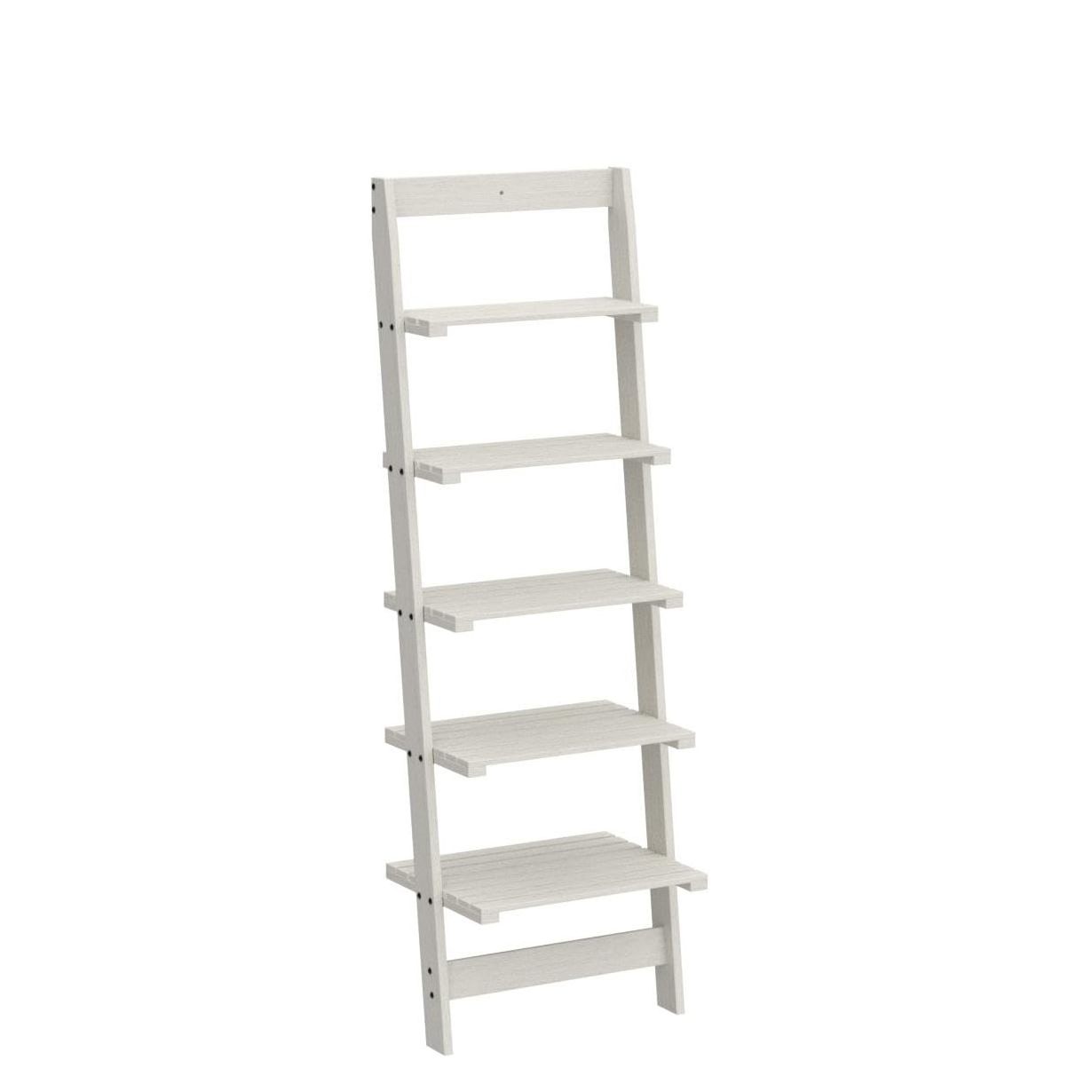 Premium Wood Leaning Ladder 5-Tier Bookshelf Sturdy Construction Space Saving Lightweight for Bedroom Living Room Kitchen Decor