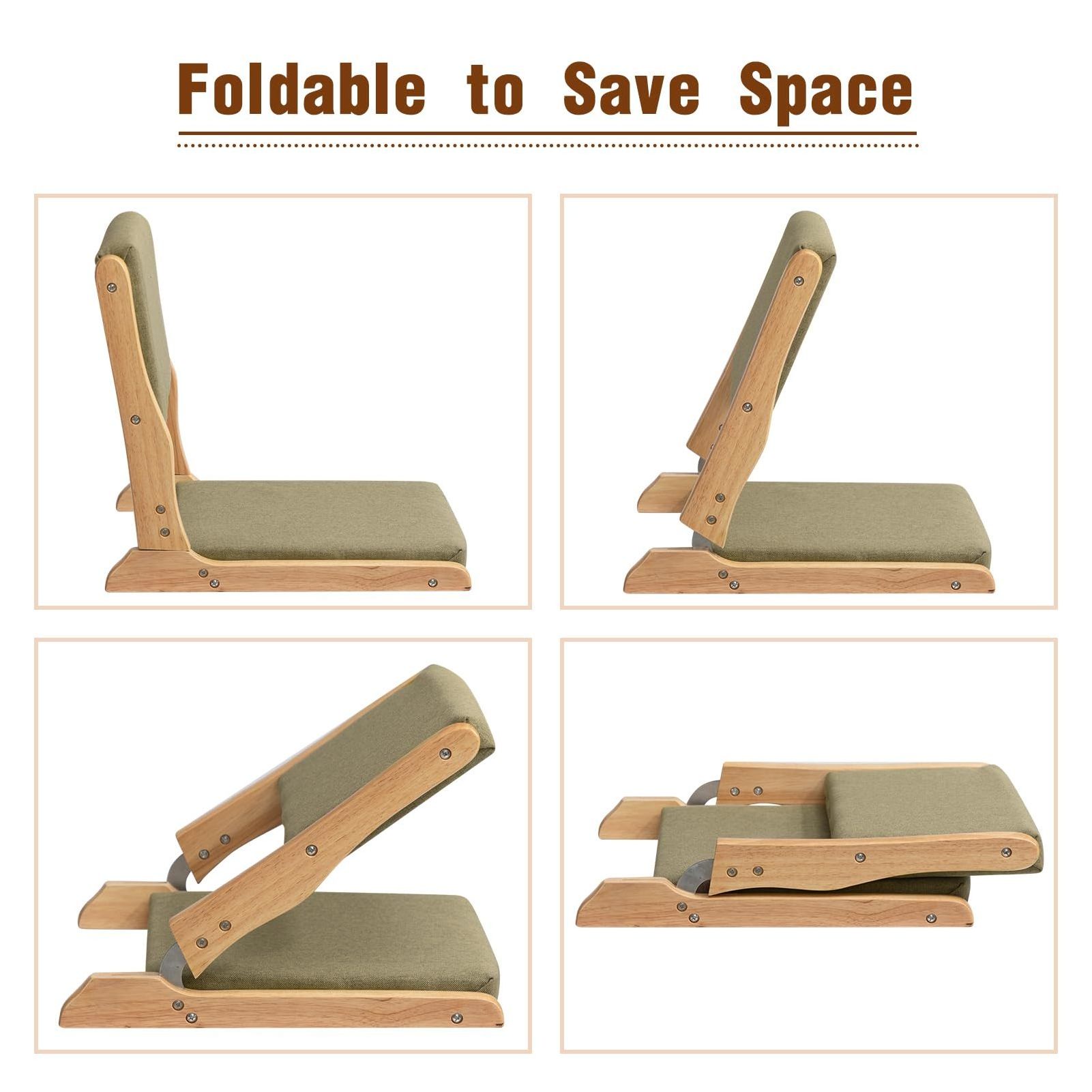 Foldable Meditation Tatami Chair Bed Seat Dormitory Bedroom Lazy Couch Legless Chair Backrest Chair with Cushion Floor Seat