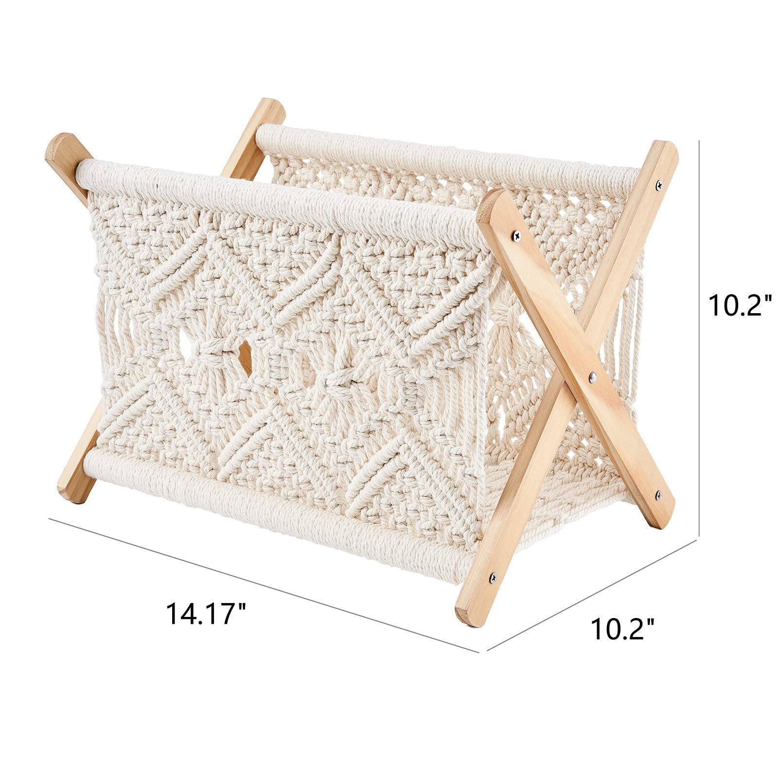 Bohemian Magazine Holder Macrame Books Magazines Rack Towel Storage Basket Handmade Woven Room Basket