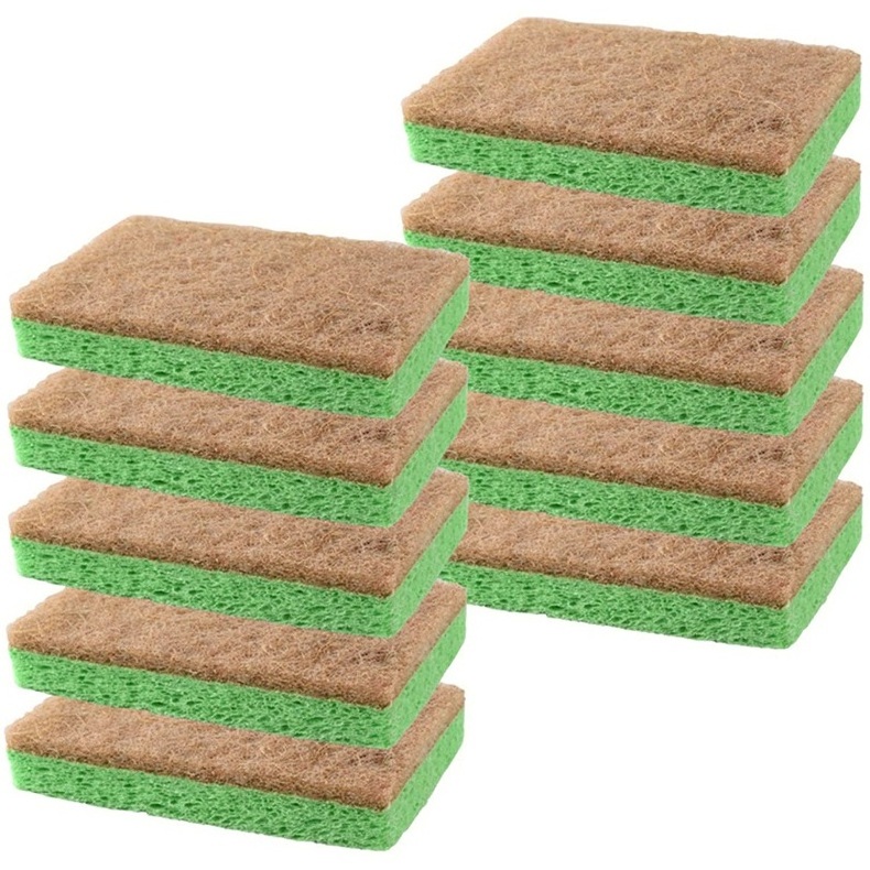 Hot Sale Biodegradable Eco-Friendly Non-Scratch Cellulose Coconut Kitchen Cleaning Scrubber Sponge And Scrub Pad