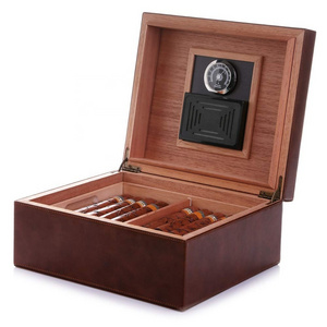 Desktop Wood Cigar Humidor Cigar Storage Box Humidor Cigar Container Rectangle Humidifier