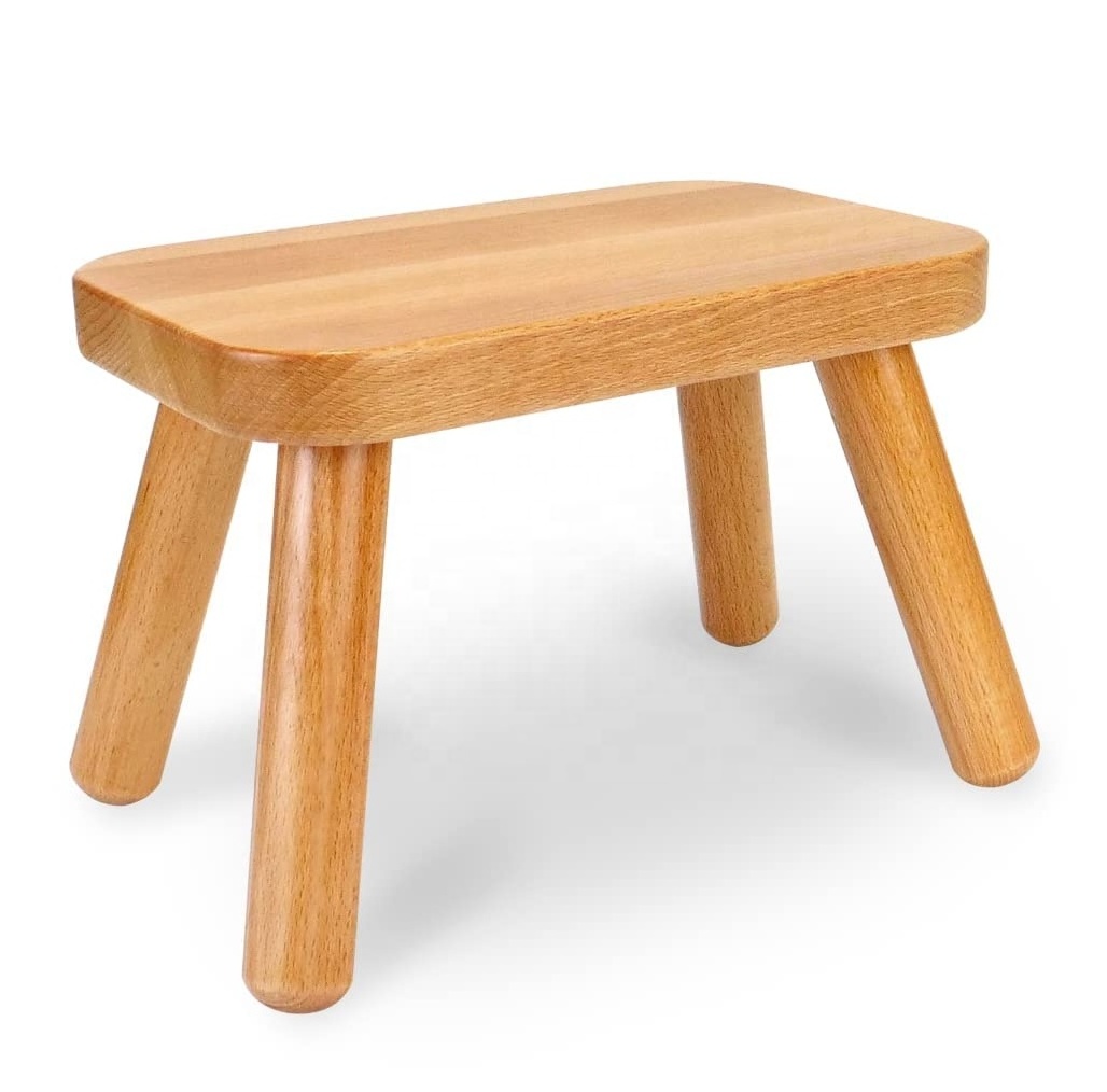 Bamboo Kids Sit or Step Stool Children's Furniture Solid Hard Seat Stool Solid Wood Stool Step