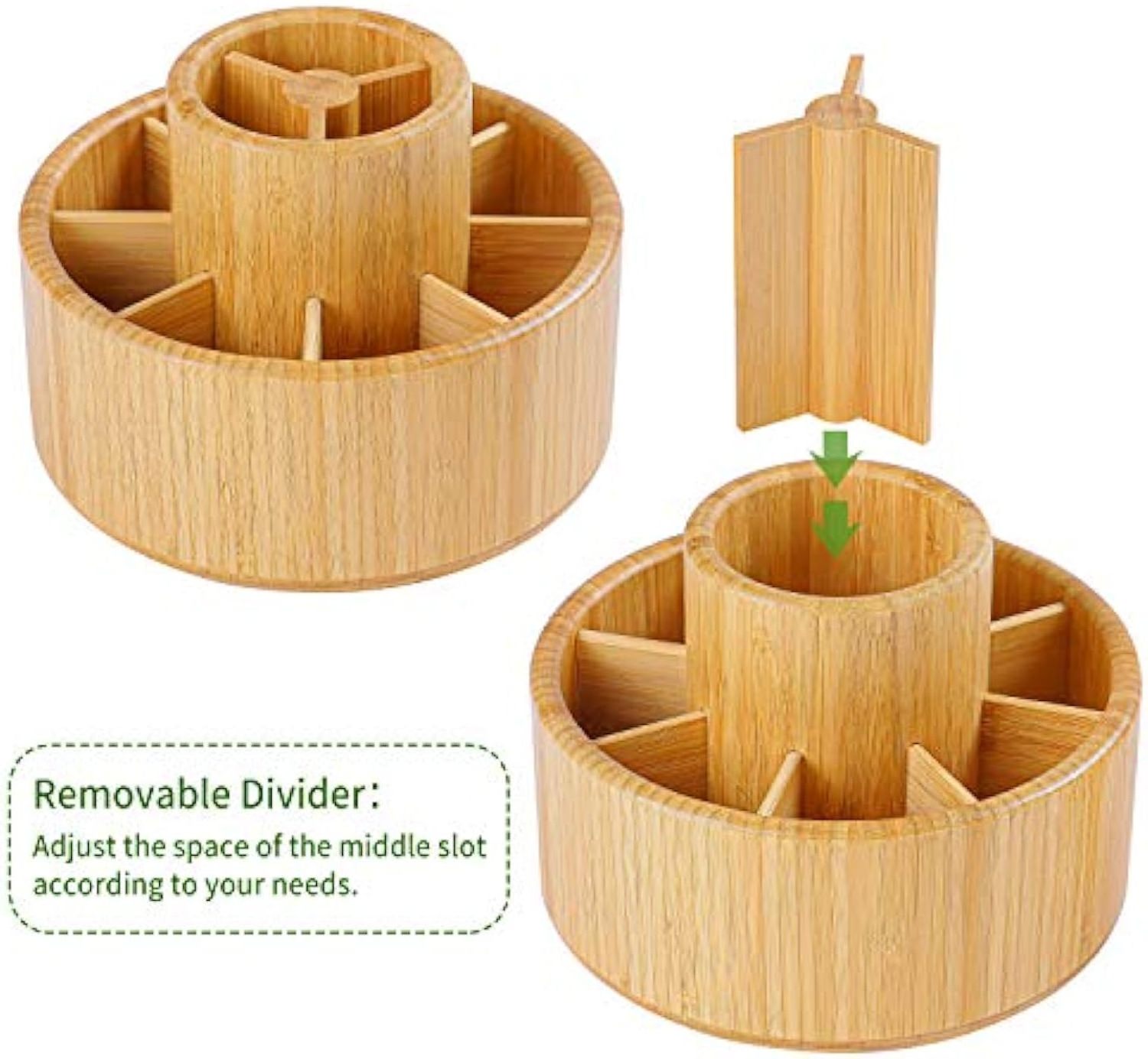 Bamboo Rotating Pencil Holder Desktop Storage Caddy for Pen Round Rotating Art Supply Organizer Desktop Pen Holder Organizer