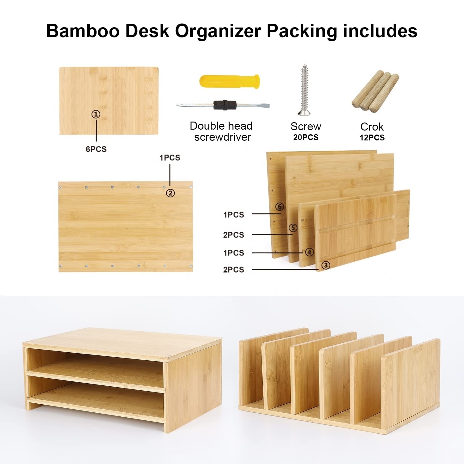 Office Desk Accessories Bamboo Workspace Document Storage Organizer Rack Wooden File Folder Office Desktop Storage Rack