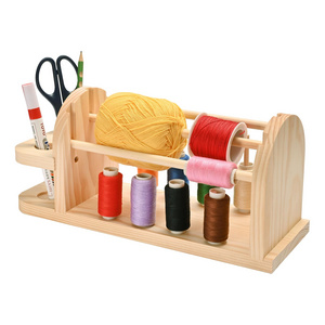 Wooden Natural color Wool Yarn Organizer Crochet Yarn Holder Sewing Thread Organizer Rack Sewing Accessory Container