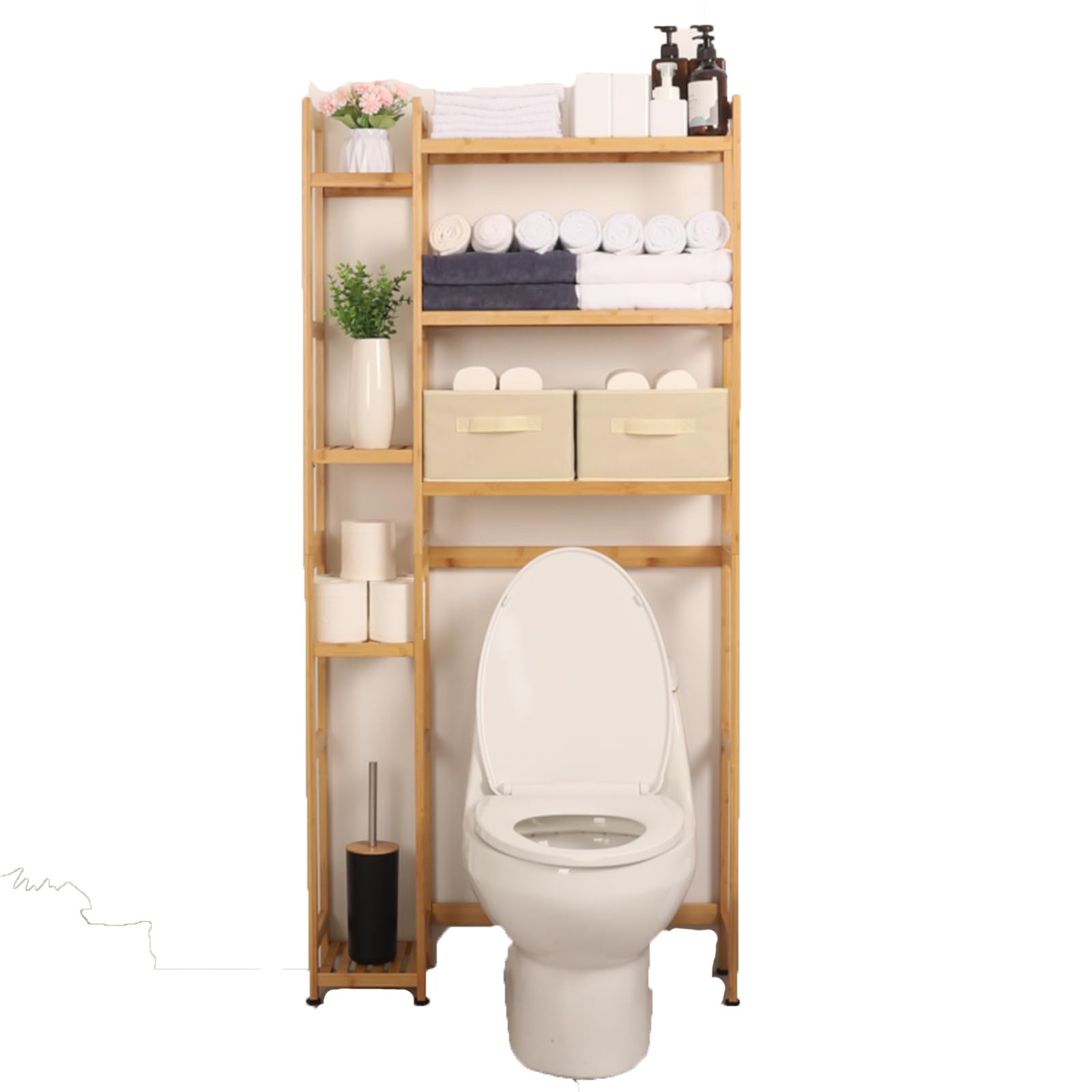 Bamboo Bathroom Storage Shelf Extra Large 3 Tier Over Toilet Organizer Rack with Adjustable Shelf Above Toilet Rack for Bathroom