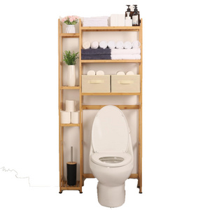 Bamboo Bathroom Storage Shelf Extra Large 3 Tier Over Toilet Organizer Rack with Adjustable Shelf Above Toilet Rack for Bathroom