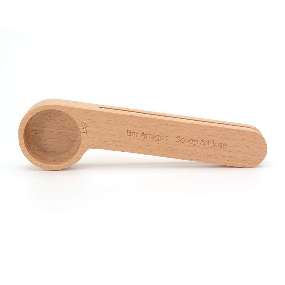 Sealer Measuring Ground Beans Espresso Wooden Spoon Coffee Beech Wood Coffee Spoons Wooden Measuring Spoons