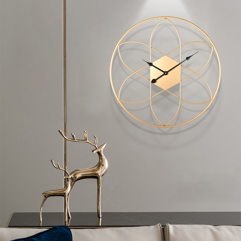 FYTCH Modern Style Fashion Round Metal Gold Color Wall Clocks Nordic Living Room Bedroom Clocks Decor