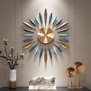 FYTCH 22 inch Bohemian Style Gold Dial Starburst Fancy Decoration Promotional Multicolored Metal Wall Clock Decor for Any Space