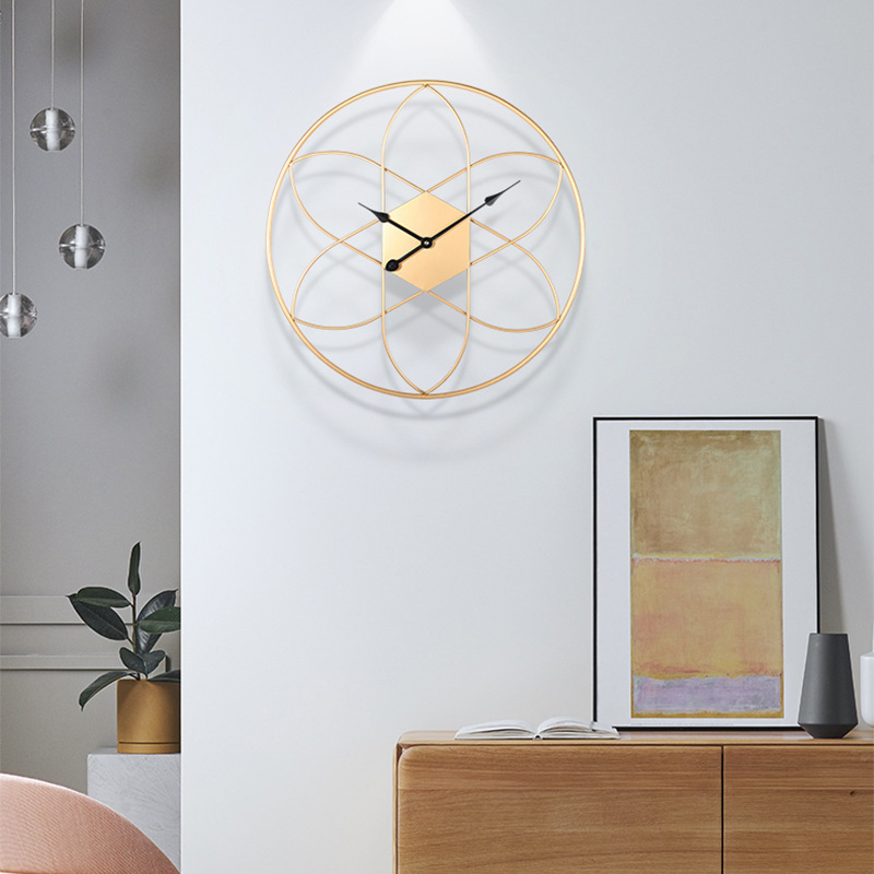 FYTCH Modern Style Fashion Round Metal Gold Color Wall Clocks Nordic Living Room Bedroom Clocks Decor