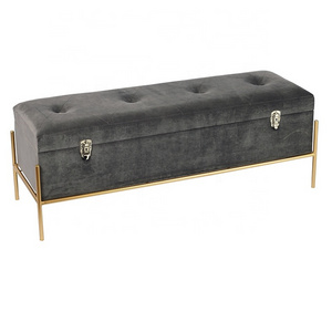 Home decor stores gray velvet long bench seating and storage