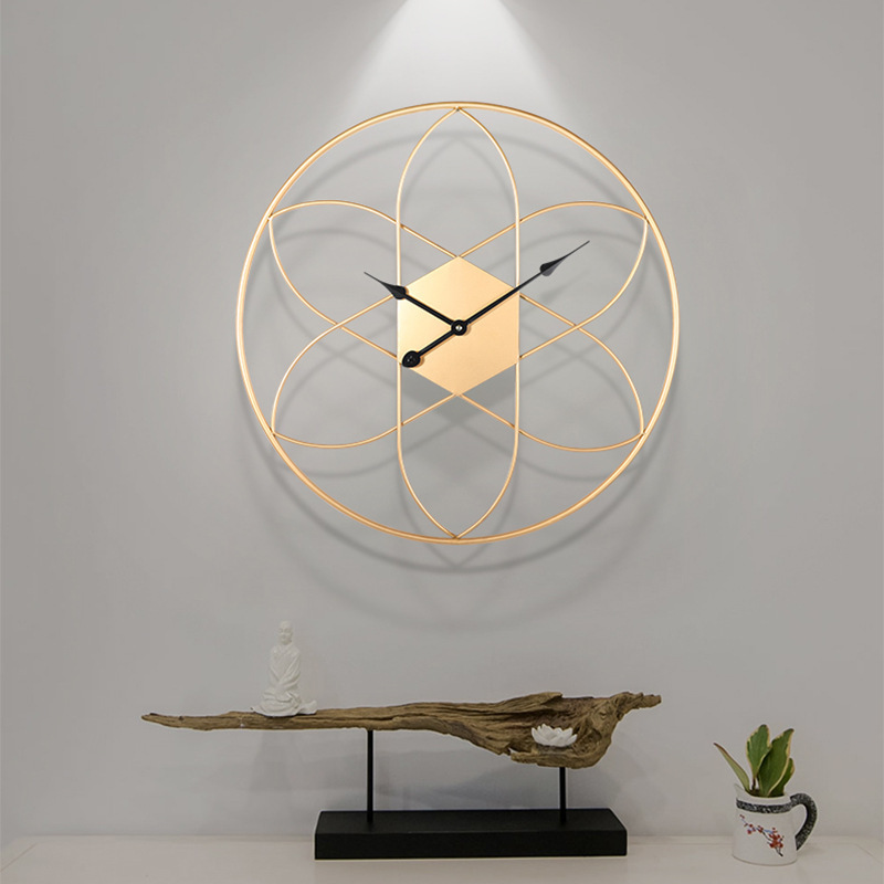 FYTCH Modern Style Fashion Round Metal Gold Color Wall Clocks Nordic Living Room Bedroom Clocks Decor