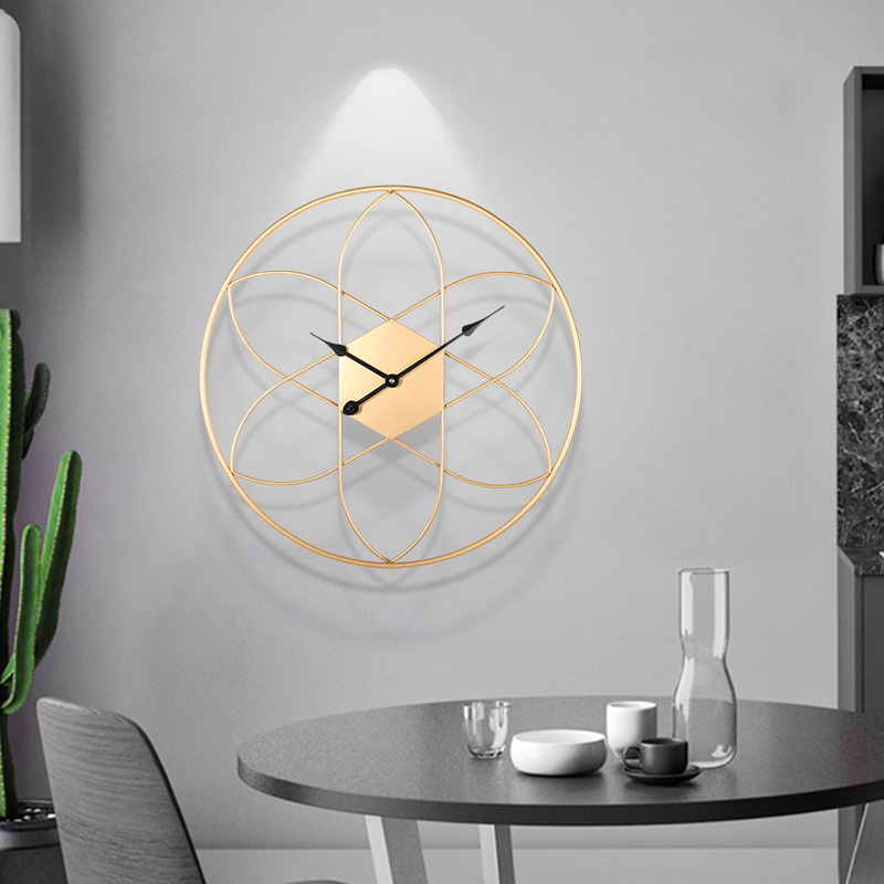 FYTCH Modern Style Fashion Round Metal Gold Color Wall Clocks Nordic Living Room Bedroom Clocks Decor