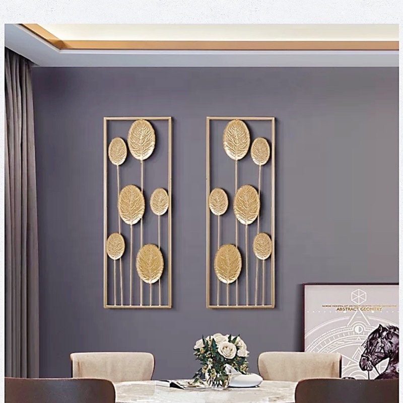 FYTCH Interior Living Room Display Lobby Gold Wrought Iron Metal Frame Hanging Flower Art Wall Decor