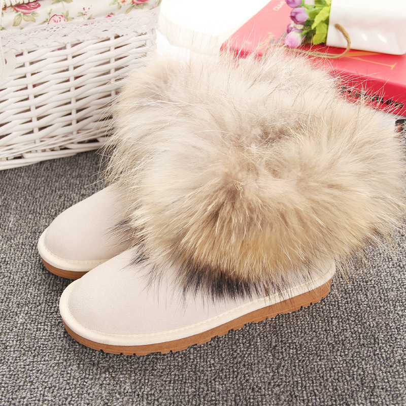 Winter Raccoon Fur Boots Ladies Boots Plush Snow Boots Women Winter Casual Shoes 2022